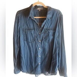 Kut from the Kloth Denim Striped Shirt in Size L